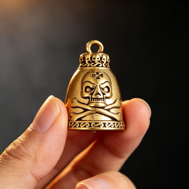 Brass Skull Bell Figurine 3.3c - Vintage Collectible Bells review and price
